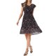 thumbnail image 1 of Vestido Floral de Mujer INSPIRE CHIC con Mangas Volantes, Cuello en V, Fruncido, Volante, Vestidos Casuales Negro Flor Rosa XL, 1 of 6