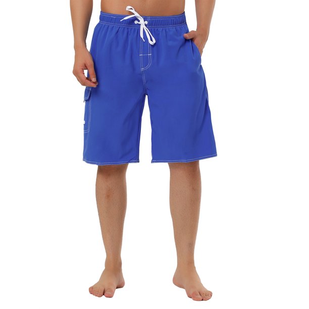 INSPIRE CHIC Pantalones Cortos de Tabla Sólidos para Hombre de Secado Rápido con Cintura Elástica y Cordón 36 Azul Marino