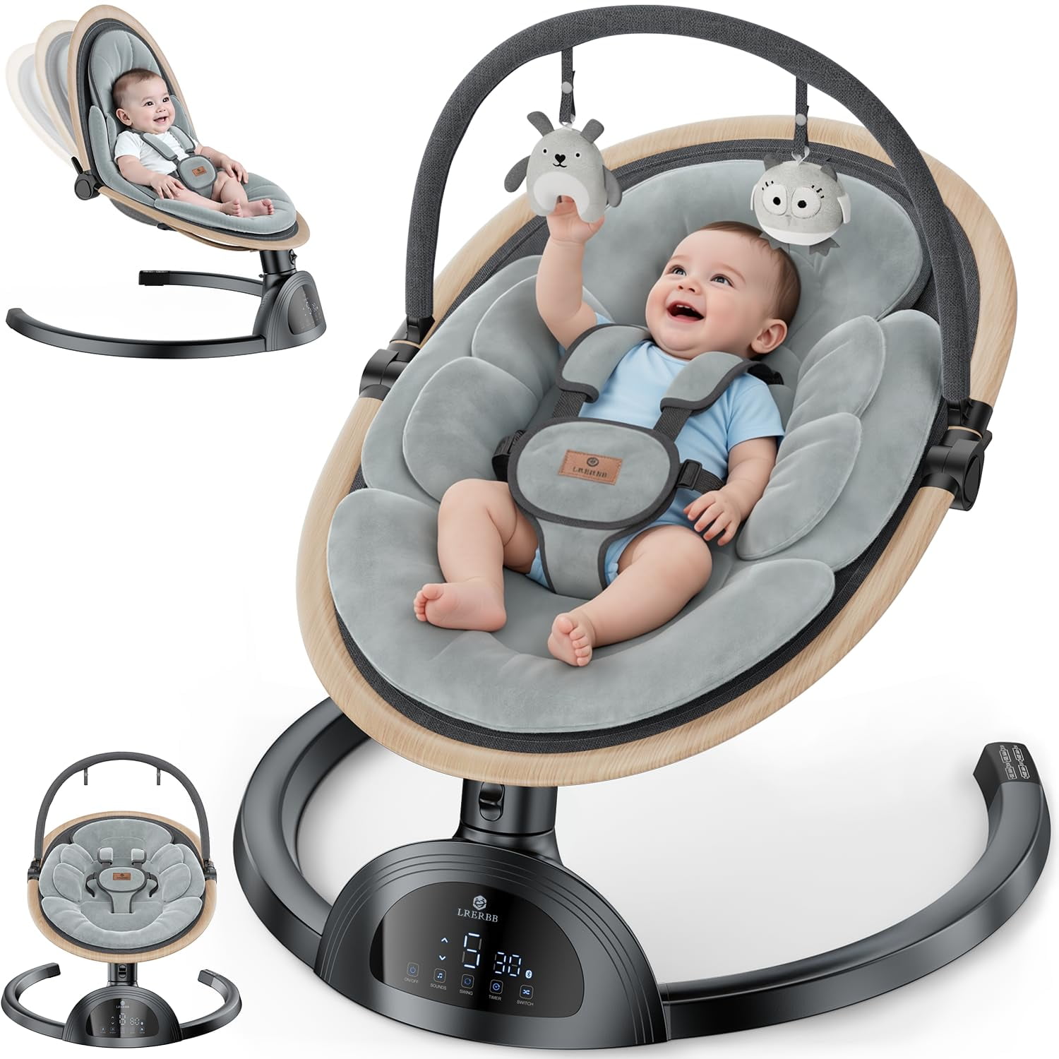 Columpio Eléctrico Para Bebés Lrerbb Con Música Y Control Remoto