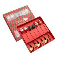 Magideal - Juego De Cubiertos Navideños De 6 Piezas Con Cucharas Y Tenedores De Acero Inoxidable, Juegos De Cubiertos Navideños Reutilizables Para Cocina, Fiesta , Estilo C