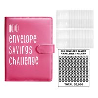 Ioensy - Carpeta De 100 Sobres Para Ahorrar Dinero Con Sobres En Efectivo, Libreta De Ahorros, Color Rojo Rosa Macizo