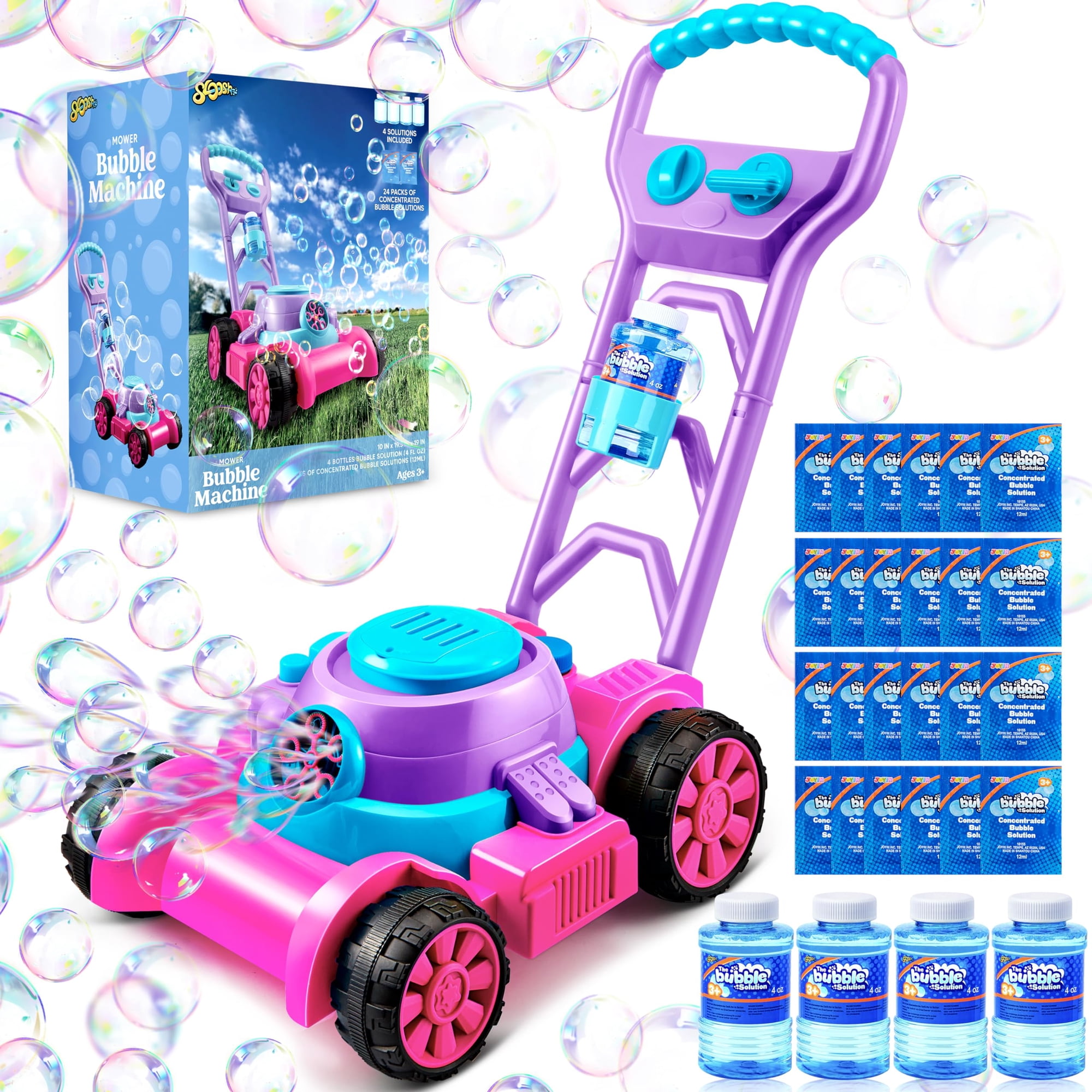 Cortadora De Césped Con Burbujas Sloosh, Juguete Para Niños Pequeños Con Solución De Burbujas