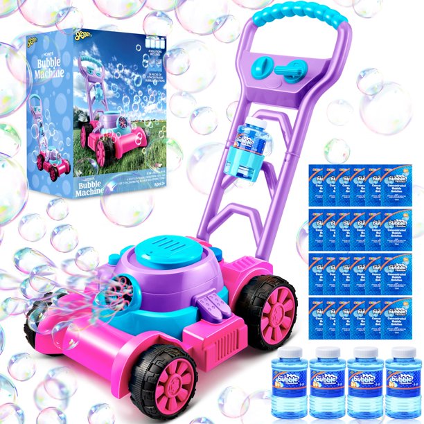 Cortadora de césped con burbujas Sloosh, juguete para niños pequeños con solución de burbujas