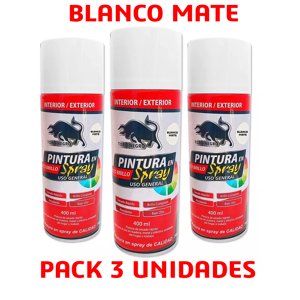 Toro Negro - Pintura En Spray Pack 3 Unidades Color Blanco Mate