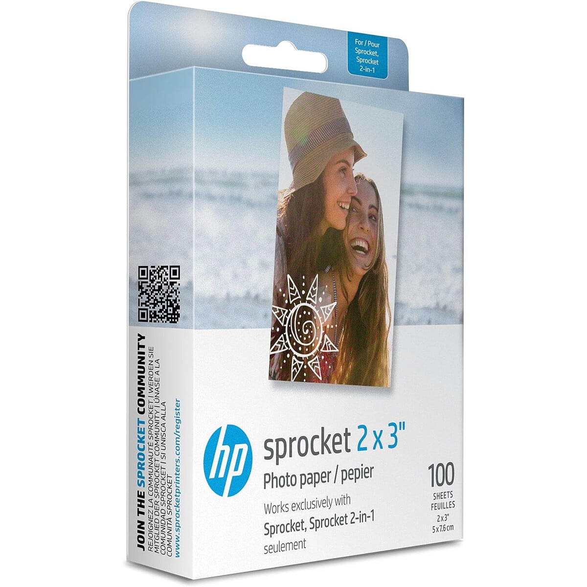 Papel Fotografico Hp Sprocket Zink 2x3 100 Hojas Adhesivo
