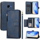 thumbnail image 1 of Funda tipo cartera para Samsung Galaxy A3 2017 con bolsillo con cremallera, tarjetero, soporte, correa para la muñeca y tapa de cuero azul, 1 of 5