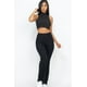 thumbnail image 1 of Conjunto de Top Corto de Cuello Alto Acanalado y Pantalones de Corte Bota, 1 of 2