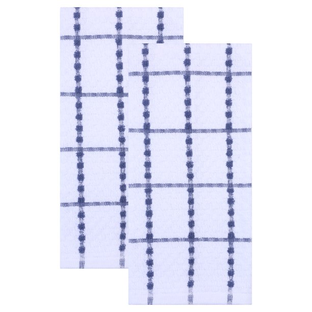 REGALWOVEN Juego de Toallas de Cocina Clásicas a Cuadros, 100% Algodón, Paños de Cocina, Absorbentes de Secado Rápido Azul 25" x 15"