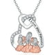 thumbnail image 1 of Collar mamá dos hijas corazón plata 925, 1 of 2