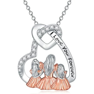 Vousez - Collar Mamá Dos Hijas Corazón Plata 925