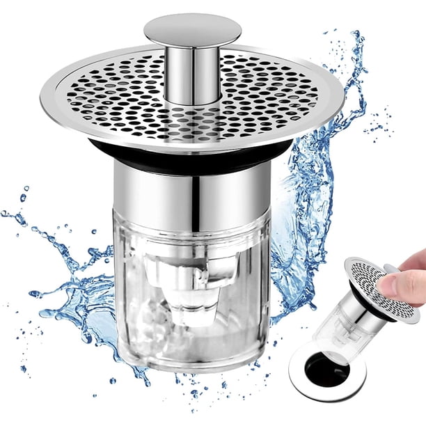 Tapón universal para lavabo, filtro de desagüe emergente para lavabo, convertidor de baño, tapón colador de desagüe con cesta recogedora de pelos.