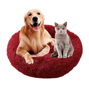 Genérico - Cama Antiestrés Felpa Para Mascotas Perros Gatos 70Cm Rojo