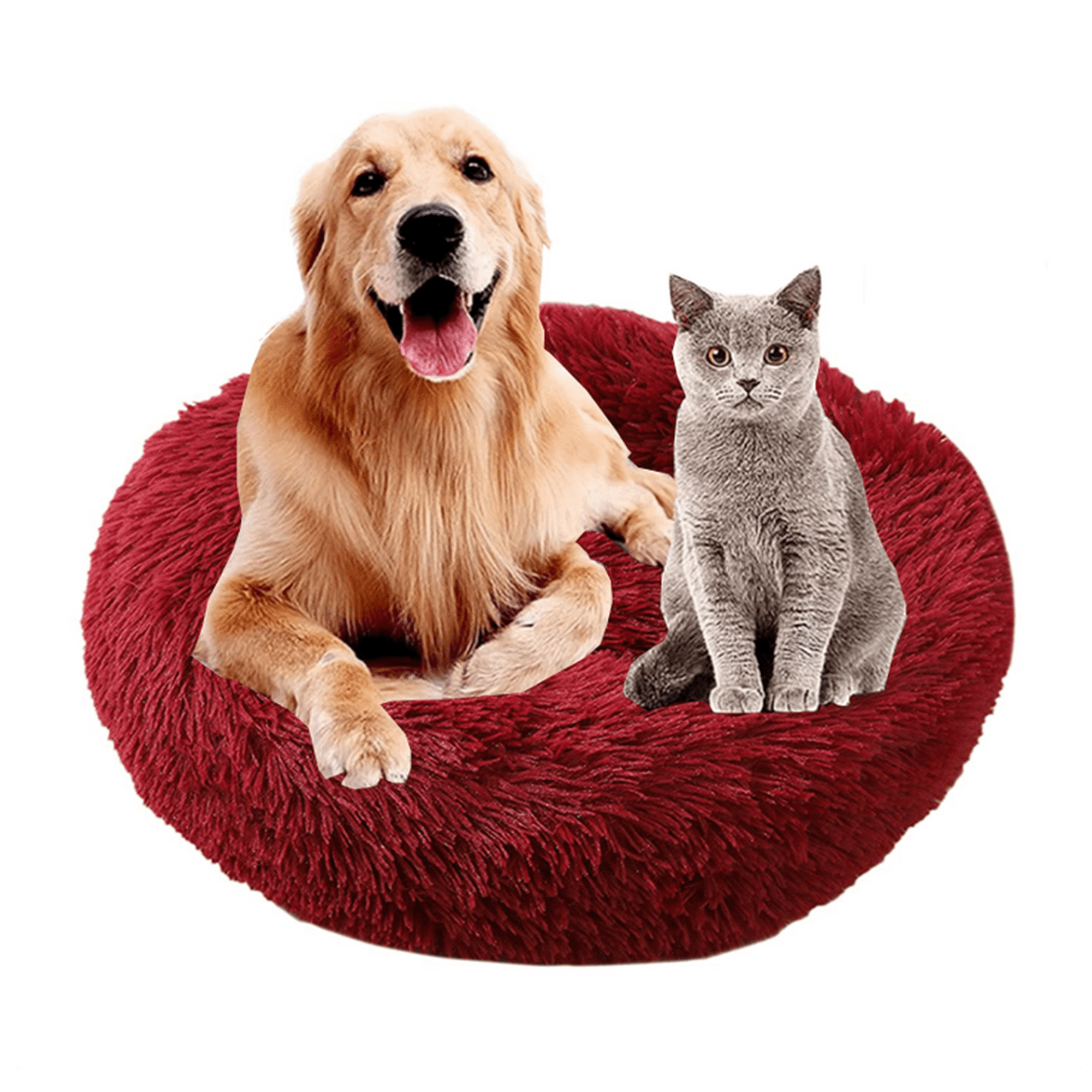 Genérico - Cama Antiestrés Felpa Para Mascotas Perros Gatos 70cm Rojo