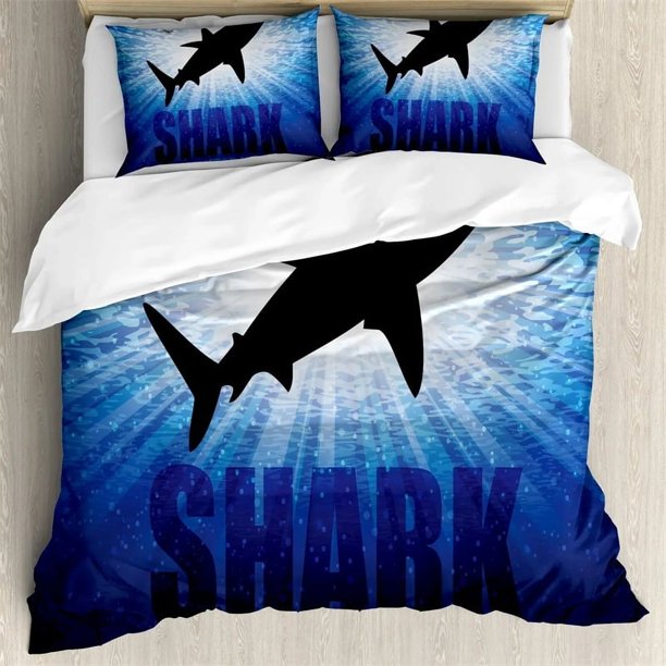 x2226 Bed SheetsShark Duvet Cover Set Types of Sharks Pattern Duvet Cover Set Bedclothes Pillowcase Size Polyester Bedding Set 3-Piece Bedding Set (1 Duvet Cover + 2 Pillow Shams) nj2226