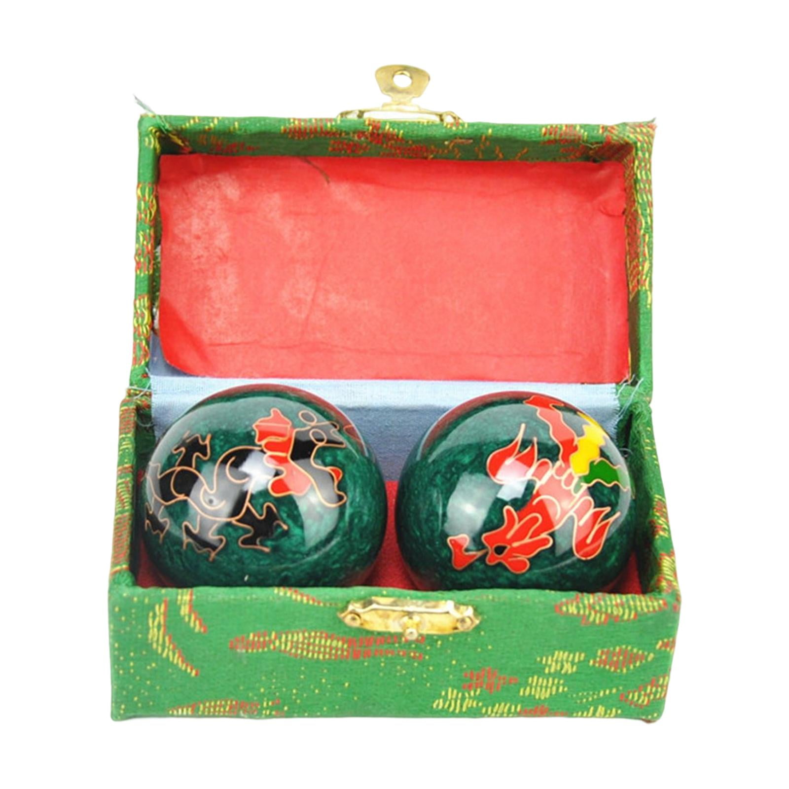 Ioensy - Bolas Baoding Portátiles Con Caja De Almacenamiento Duraderas Para Niños Padres Mayores Verde