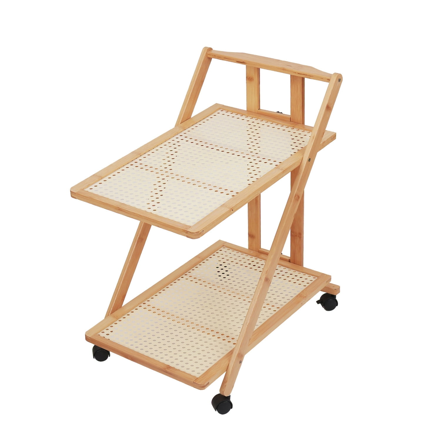 Sohogar - Mesa Auxiliar Ratán 2 Niveles Con Ruedas