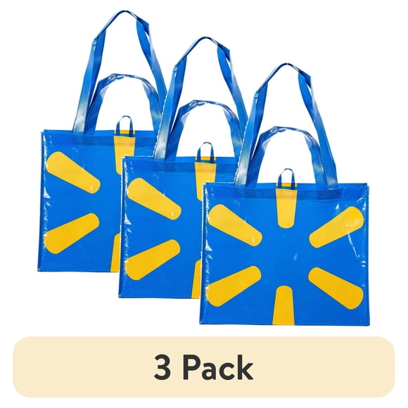 Bolsa Grande Walmart 3 Pack Reutilizable Azul Doble Manija