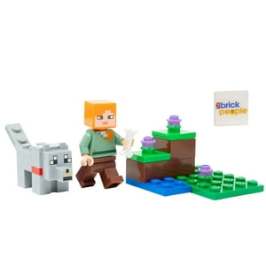 Miniset Lego Minecraft De Juguete: Minifigura De Alex Con Lobo