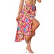 thumbnail image 4 of INSPIRE CHIC Falda de Mujer Estampado Floral Tropical Volante Lazo Nudo Dividido Playa Hawaiana Envoltura Falda Rosa Fucsia M, 4 of 6