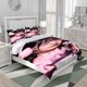thumbnail image 1 of A 3pcs Bedding Set Featuring Jang Won in a Pink Outfit with Cat Ear Headphones Designed for Gaming Performances. It Includes a Duvet Cover And Two Pillowcases, 1 of 5