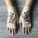thumbnail image 3 of Flower Embroidery Gloves - Handmade Knit Fingerless Gloves for Women, 3 of 5