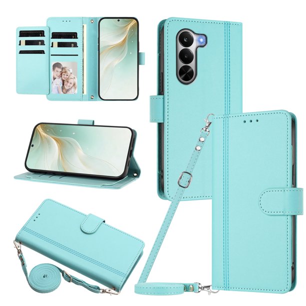 Funda Tipo Libro para OnePlus Nord CE 6 Lite, Tapa con Imán, Verde Claro