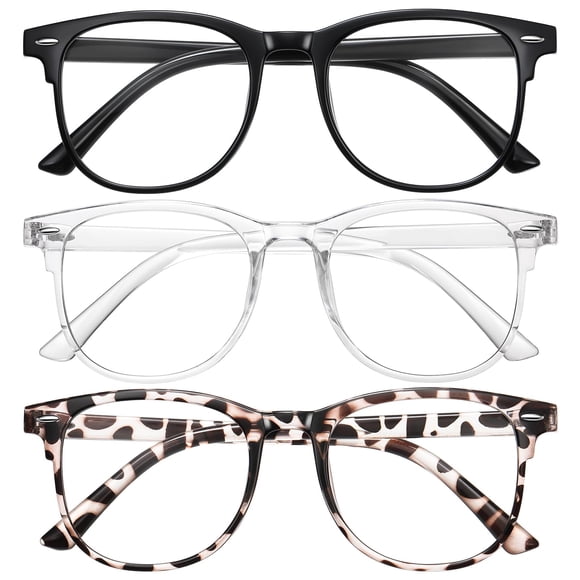 Okany Gafas Redondas Bloqueadoras de Luz Azul y UV, Pack de 3