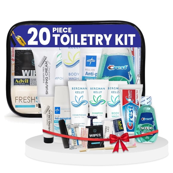 Kit De Artículos De Aseo De Viaje Juego De 20 Piezas Con Bolsa