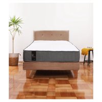 Latam Home - Cama Europea Zen Best 1.5 Plaza Colchon Resortes Base Dividida + Respaldo Tela Beige