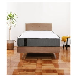 Latam Home - Cama Europea Zen Best 1.5 Plaza Tela Velvet Beige + Respaldo