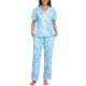 thumbnail image 1 of INSPIRE CHIC Conjunto de Pijama para Mujer Manga Corta Ropa de Dormir Camisones Botón Abajo Estampado de Patrón Cuello con Solapa Cintura Elástica Pantalones de Pierna Ancha Recta L Azul, 1 of 6
