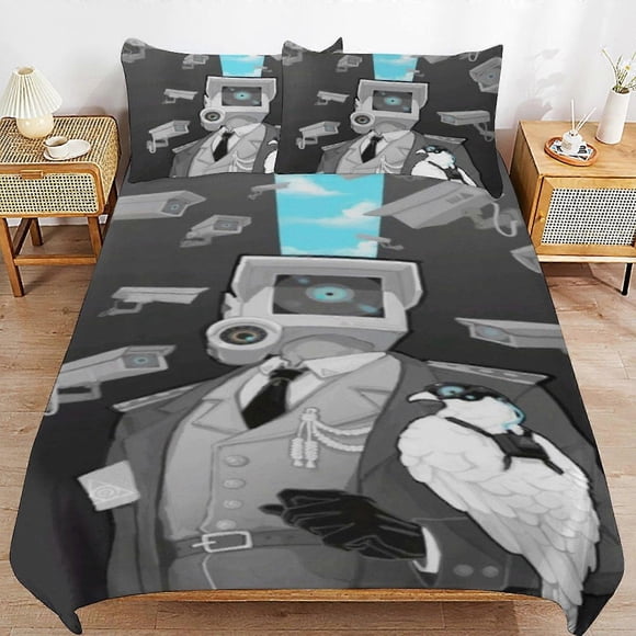 Skibidi Toilet Bedding Set Duvet Cover Comfortable and Lightweight Cartoon Bedding3 Piece