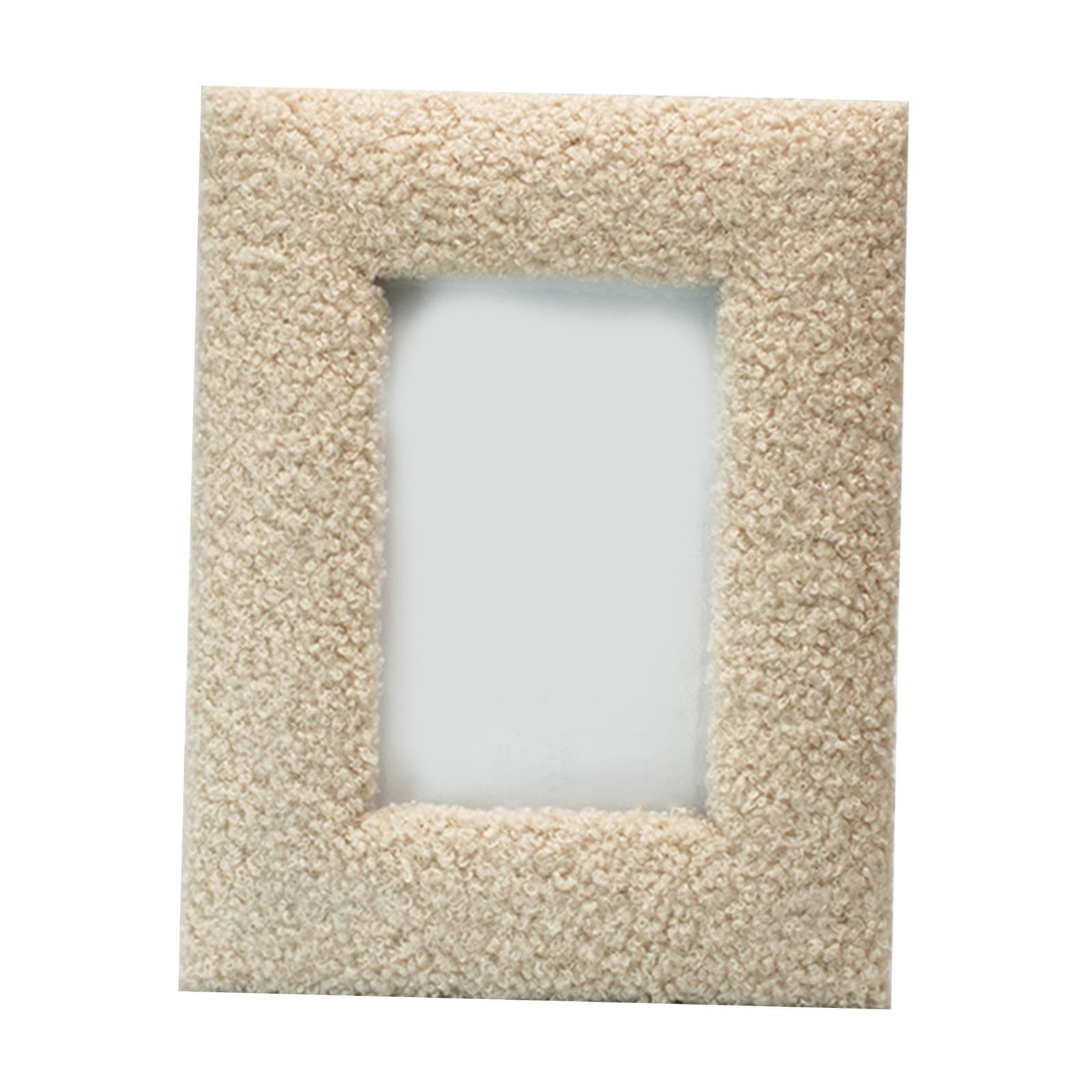 Magideal - Marco De Fotos De Escritorio, Marco De Fotos Para Colgar En La Pared, Soporte De Fotos De Madera Y Felpa, Marco De Fotos Decorativo Para Estantería De Albaricoque