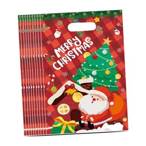 Magideal - 10X Bolsa De Regalo De Navidad Bolsa De Mano Bolsa De Mano Decoración Bolsa De Golosinas Bolsa De Golosinas Navideñas Para Envolver Regalos De Compras Estilo D