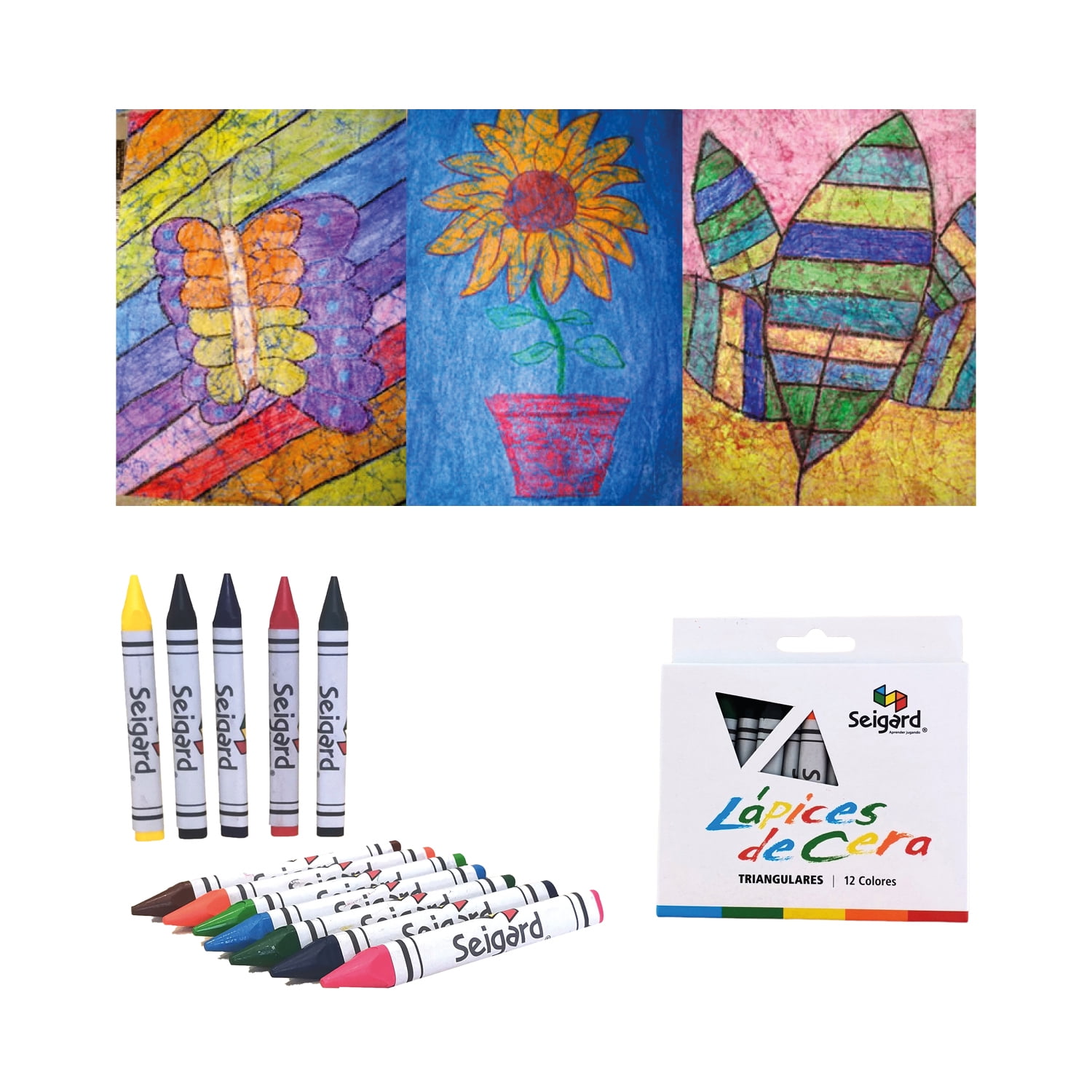 Seigard - Lápices De Cera Triangulares 12 Colores
