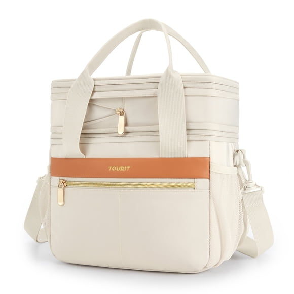 Tourit Lonchera Térmica Double Deck 23 latas 13L Expandible Beige