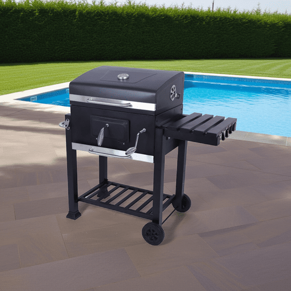 Parrilla Carbón Con Tapa Y Ruedas + Termómetro