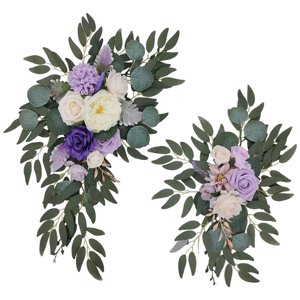 Magideal - 2 Piezas De Flores Artificiales, Decoración De Girasoles, Guirnalda De Flores Rústicas, Flores Artificiales Para Fiesta De Jardín, Telón De Fondo, Cer , Blanco Violeta Opción 3H