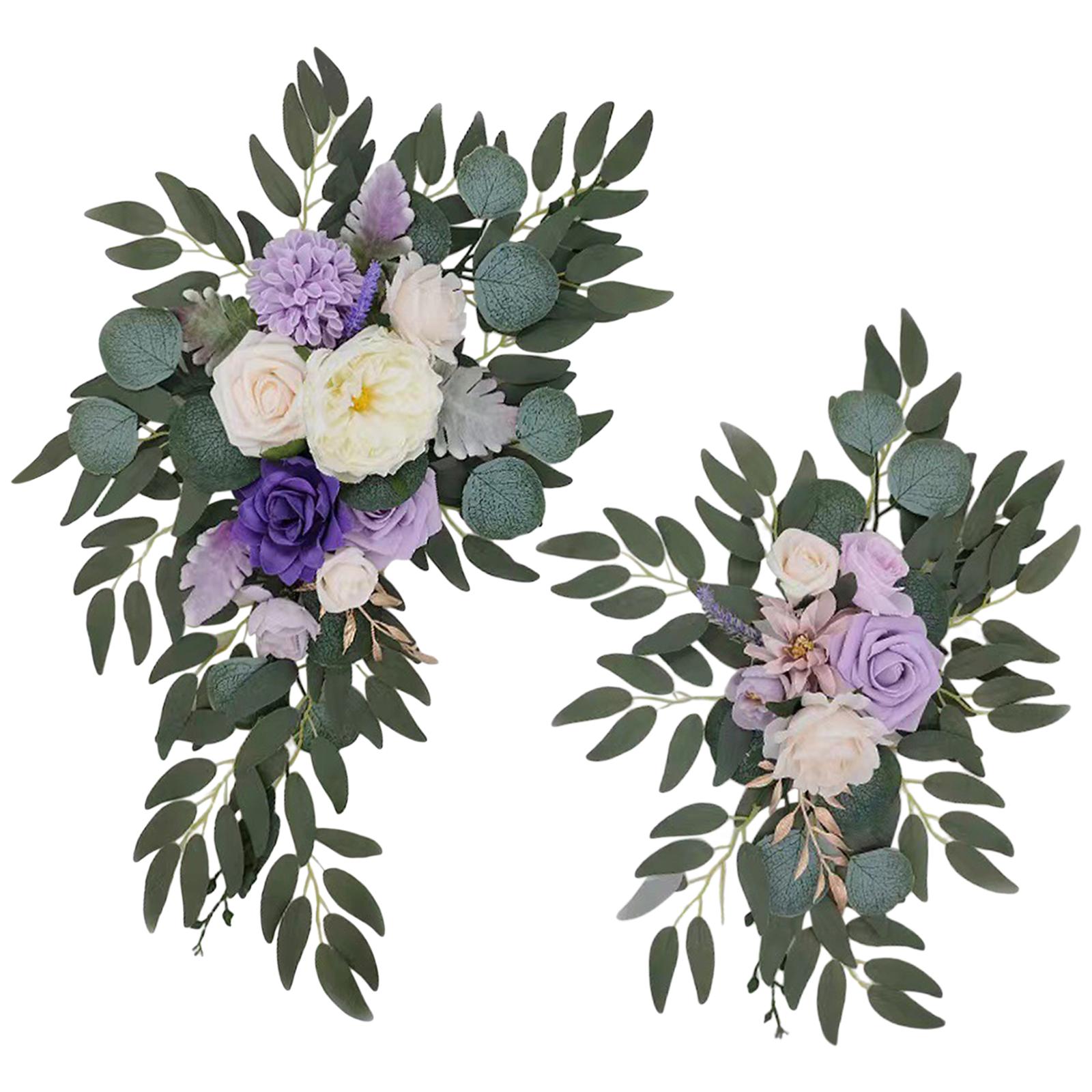 Magideal - 2 Piezas De Flores Artificiales, Decoración De Girasoles, Guirnalda De Flores Rústicas, Flores Artificiales Para Fiesta De Jardín, Telón De Fondo, Cer , Blanco Violeta Opción 3H