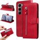 thumbnail image 2 of Funda tipo cartera para Infinix Hot 60i 4G con bolsillo con cremallera y ranuras para tarjetas – Función de soporte Rojo, 2 of 5
