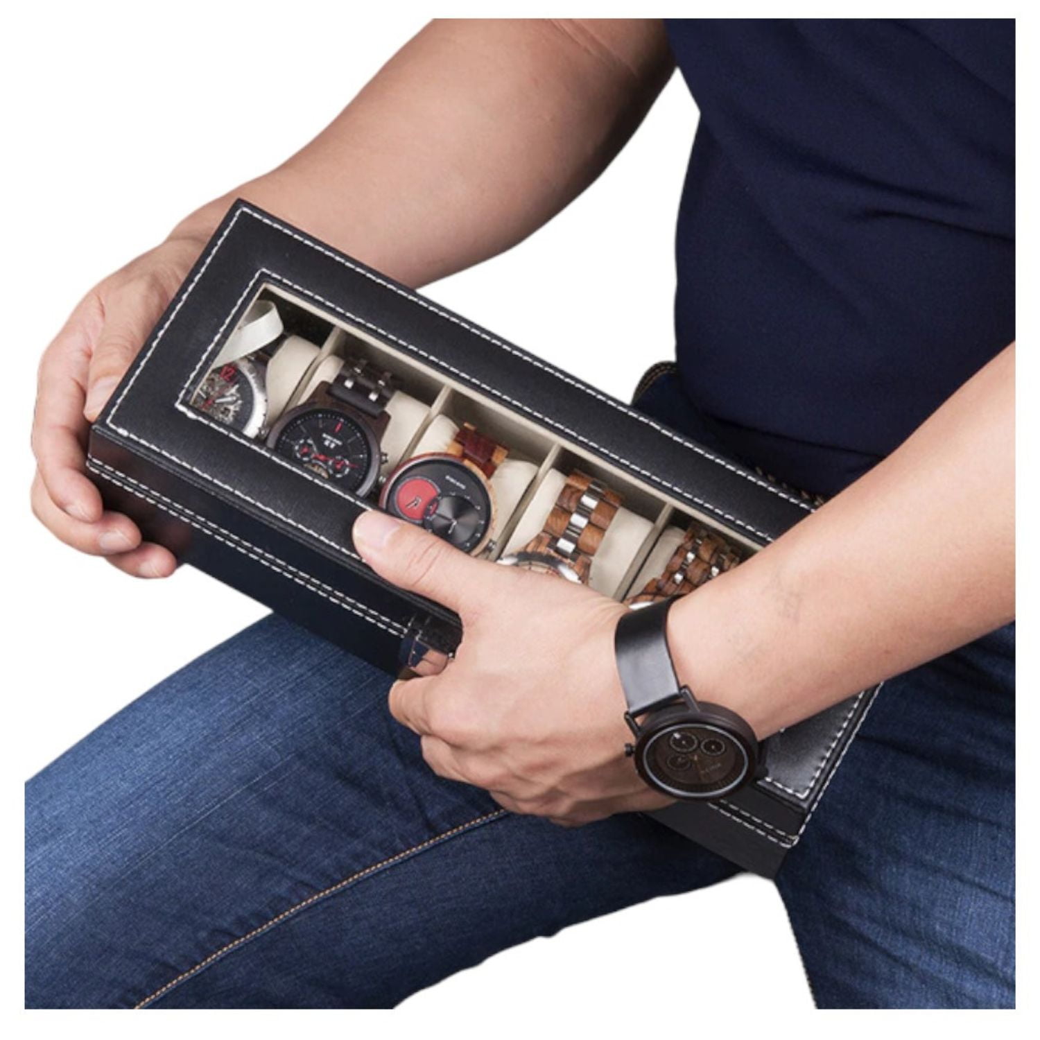 Invencible.cl - 𝗖𝗔𝗝𝗔 𝗘𝗦𝗧𝗨𝗖𝗛𝗘 𝟲 𝗥𝗘𝗟𝗢𝗝𝗘𝗦 Caja Estuche 6 Relojes Guardar Protector Ai81