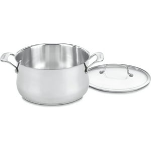 Cacerola Cuisinart Contour De Acero Inoxidable De 6 Litros Con Tapa De Vidrio