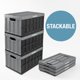 thumbnail image 4 of Contenedores de almacenamiento CleverMade plegables con tapas, 62 litros, paquete de 3, color piedra, 4 of 8