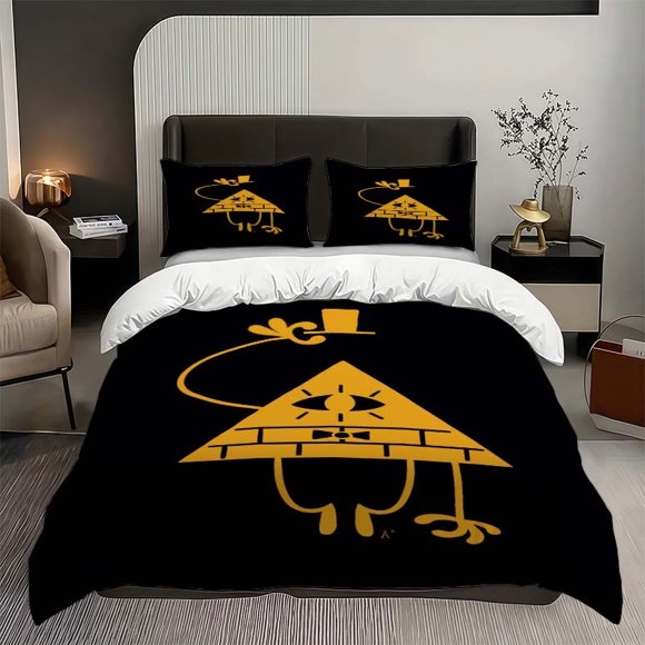 3pcs Triangle Devil Bill Pattern Bedding Set Soft and Comfortable Bedding Set Suitable for All Seasons