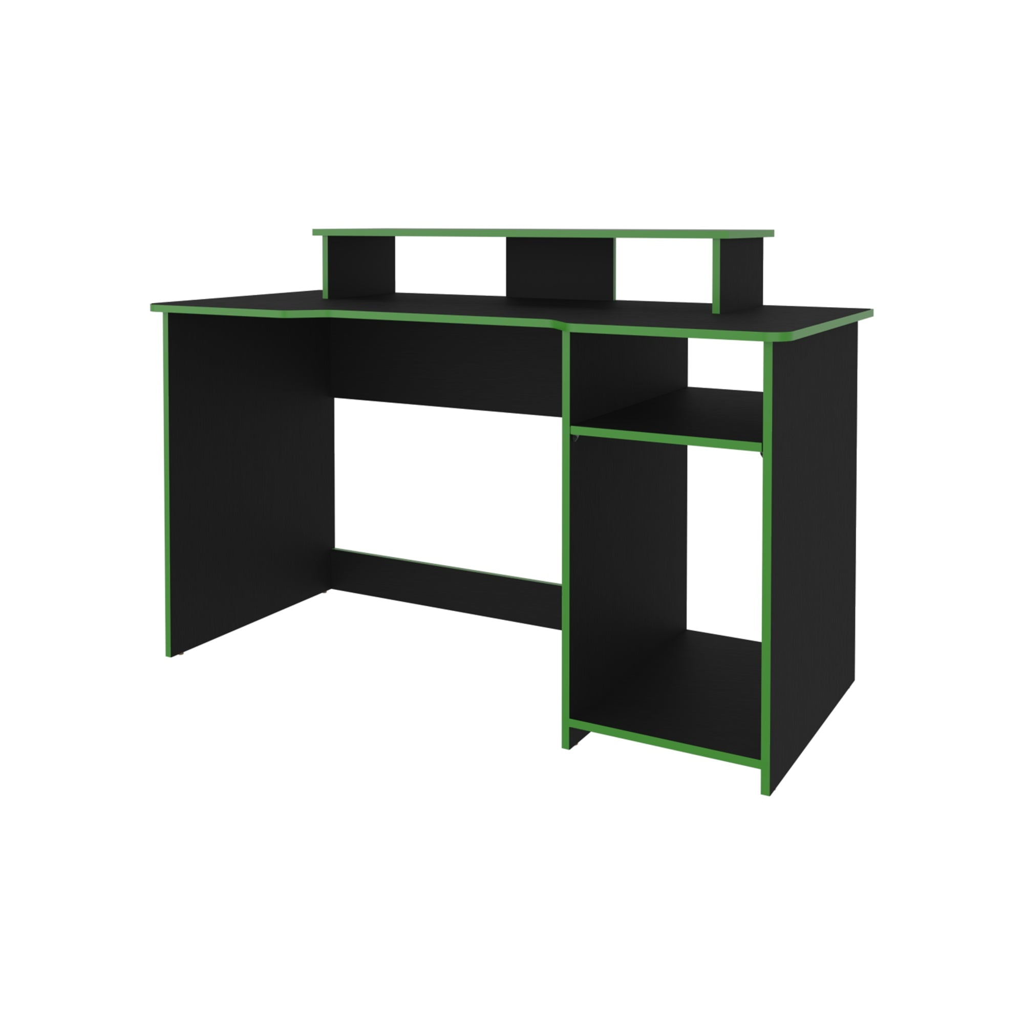 Fmfurniture - Escritorio Gamer 90,5x136x60 Cm Fm-048n Negro Y Verde