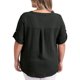 thumbnail image 3 of GRACE & GRANDEUR Camisas de Mujer Tallas Grandes Cuello Mao Escote en V Manga Corta hasta el Codo Blusas con Botones Textuales y Bolsillo 2X Negro, 3 of 6