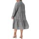 thumbnail image 3 of Vestido de Cuadros Gingham de Talla Grande para Mujer de Agnes Orinda, con Capas de Volantes, Cuello con Botones, Manga Larga, Estilo Casual Vintage, con Bolsillo, Talla 1X, Negro, 3 of 6