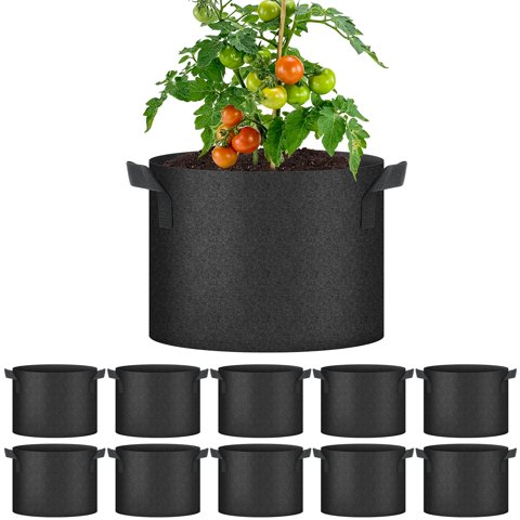 Yssoa - Paquete De 10 Bolsas De Cultivo De 10 Galones, Macetas Para Tomates Con Asas