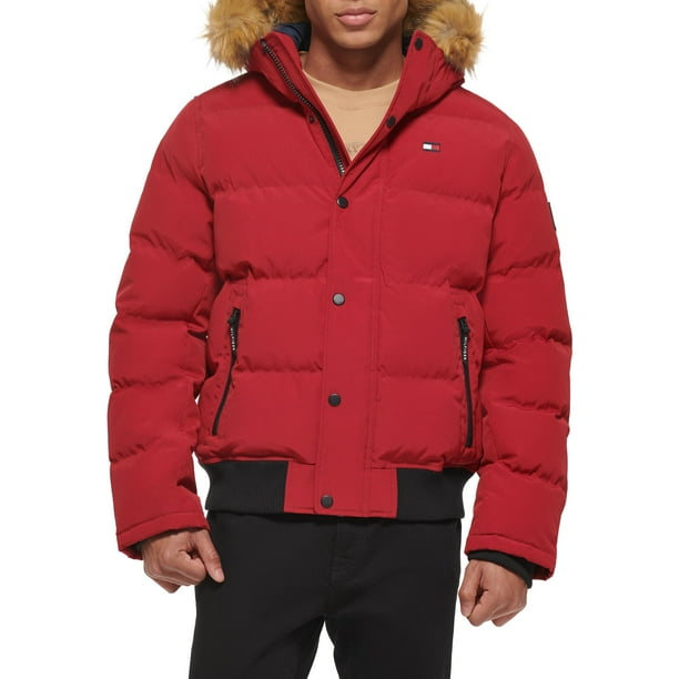 Chaqueta Tommy Hilfiger para hombre, tela ártica, acolchada, esnórquel, color rojo