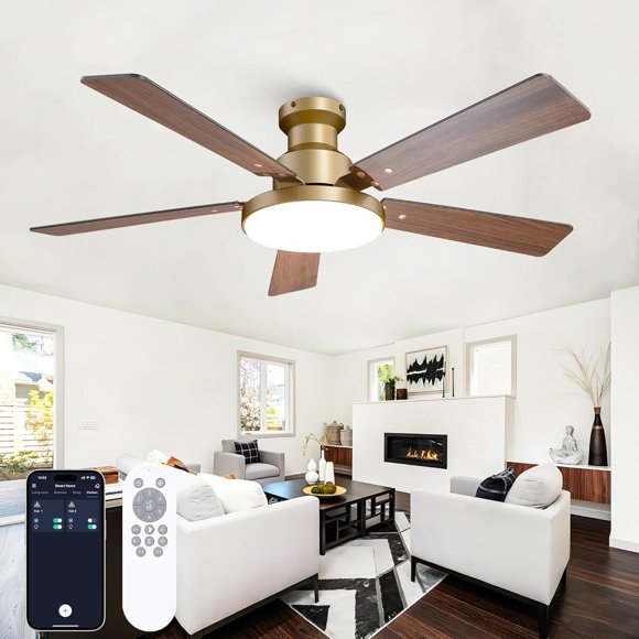 Ventilador de Techo Vaczon de 52 Pulgadas Oro con Luz LED